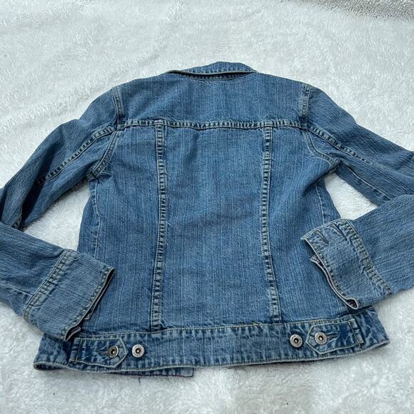 VTG J Crew Womens Embroidered Jean Jacket Cotton Sz XS Soft Clean Core - Picture 2 of 7